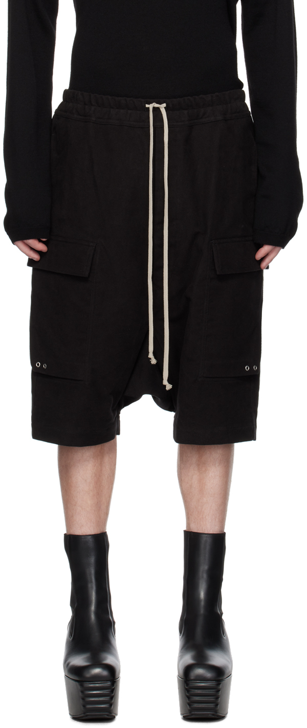 Rick Owens: Black Cargo Pods Shorts | SSENSE