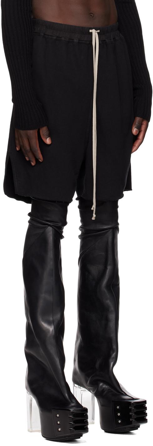 Rick Owens Straight-leg Stretch-cotton Poplin Drawstring Shorts In 09 Black