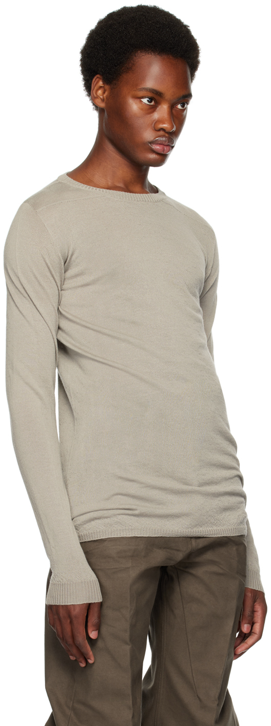 Rick Owens Gray Biker Level Sweater In 08 Pearl