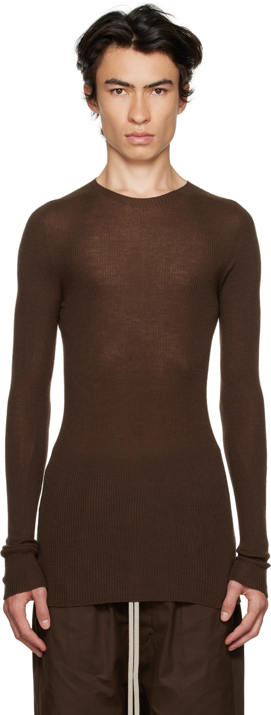 Rick Owens Brown Ribbed Sweater