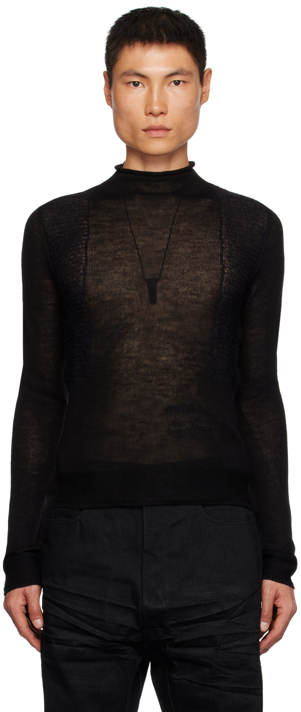 Black Harness Sweater by Rick Owens on Sale
