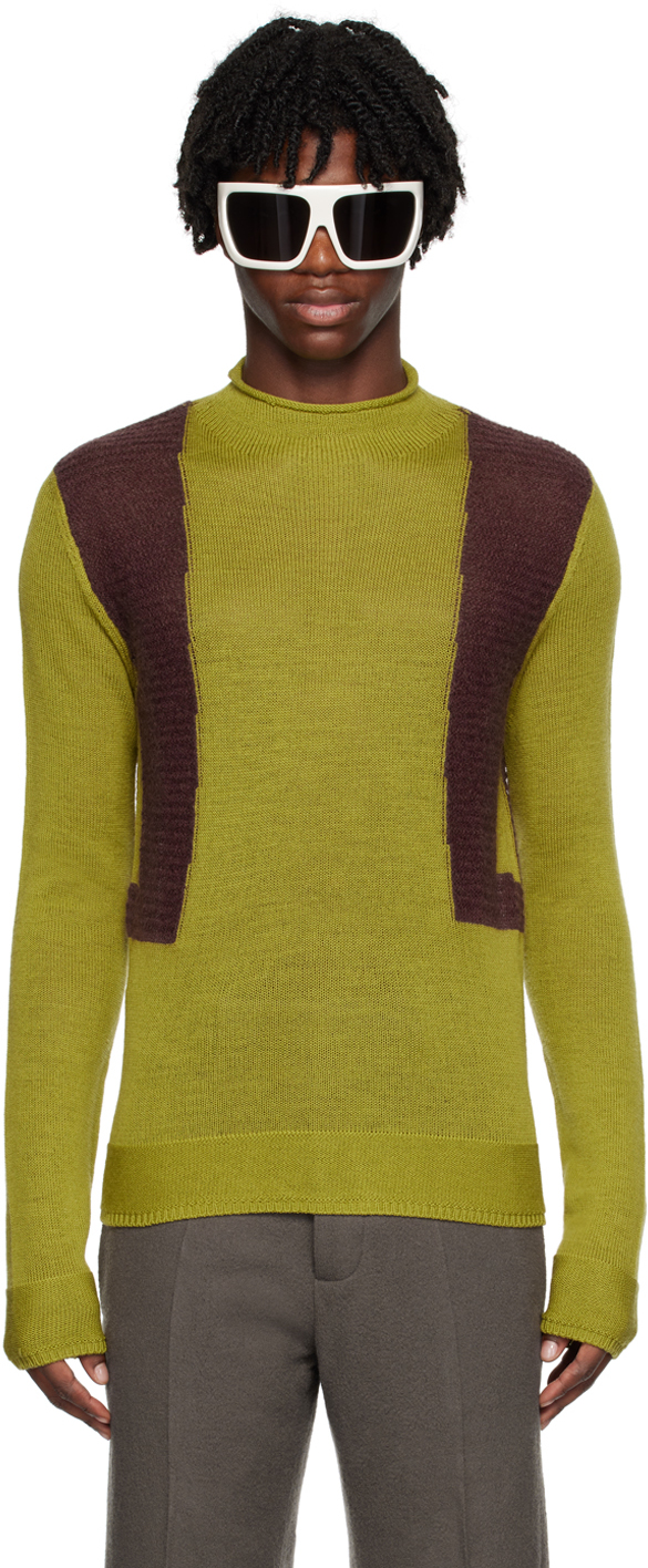 Shop Rick Owens Green & Purple Harness Sweater In 3233 Acid/amethyst