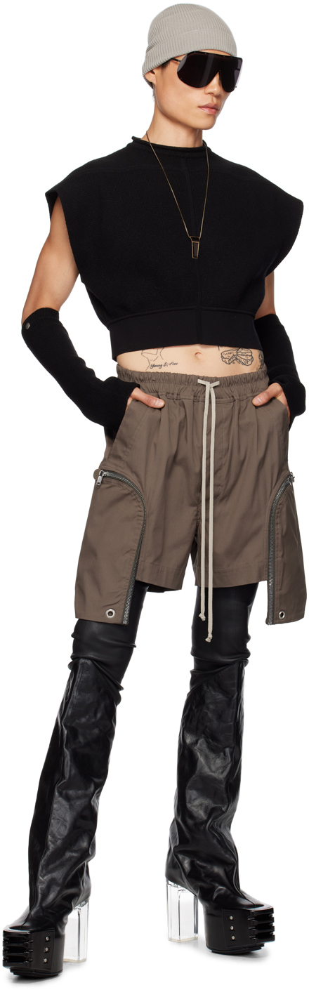 Rick Owens Black Cropped Sweater In 09 Black