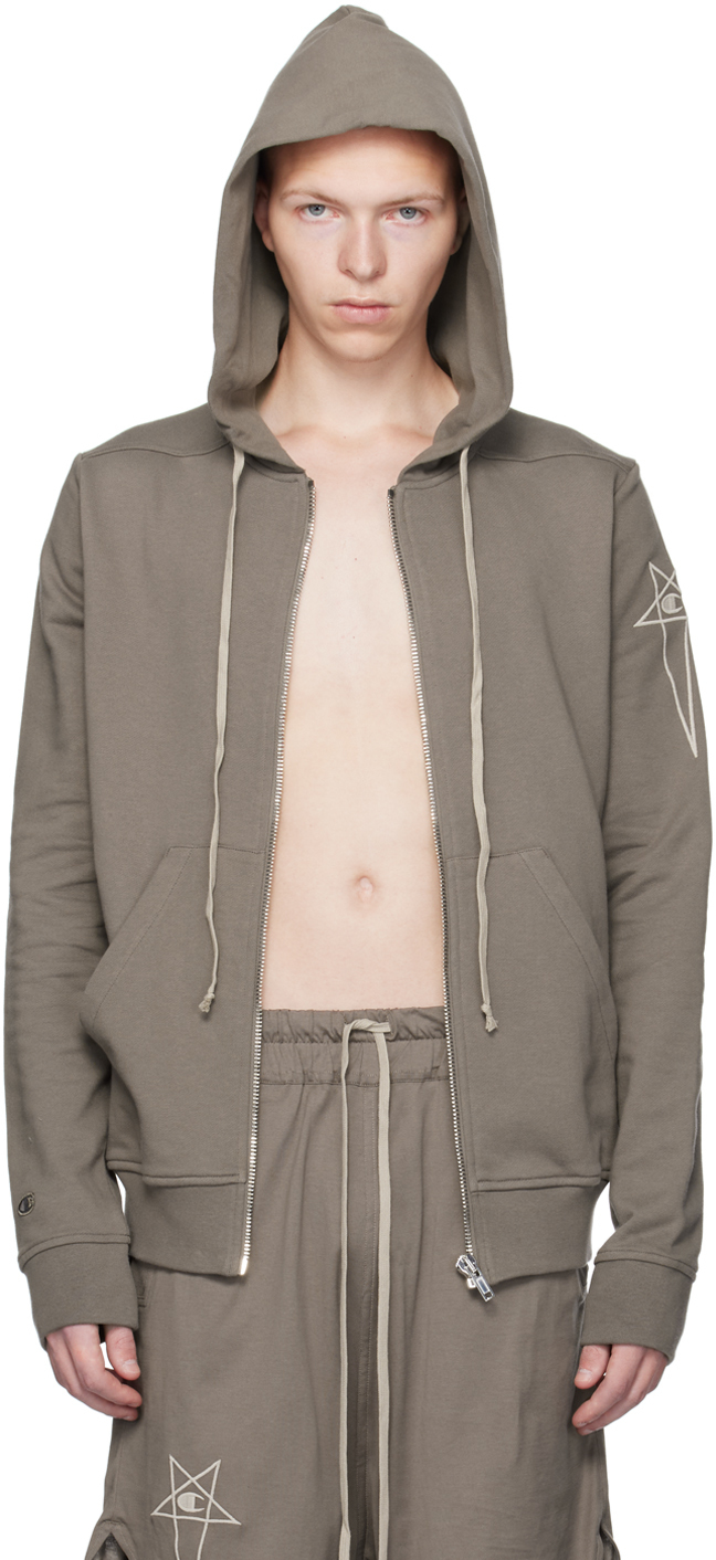Rick Owens Gray Champion Edition Jason's Hoodie In 34 Dust