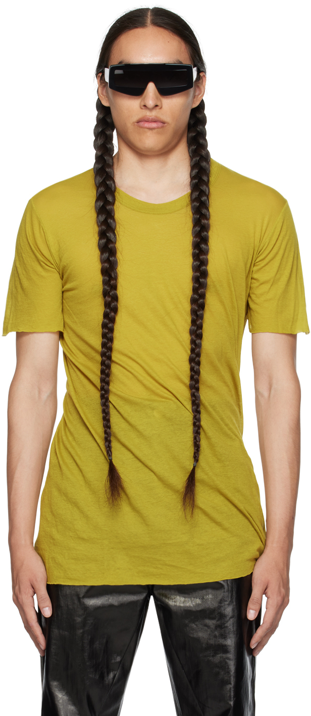 Rick Owens Yellow Basic T-shirt In 32 Acid