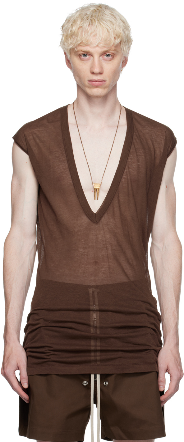Brown Dylan T-Shirt by Rick Owens on Sale