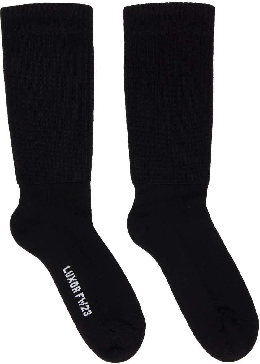 Rick Owens: Black Logo Socks | SSENSE UK