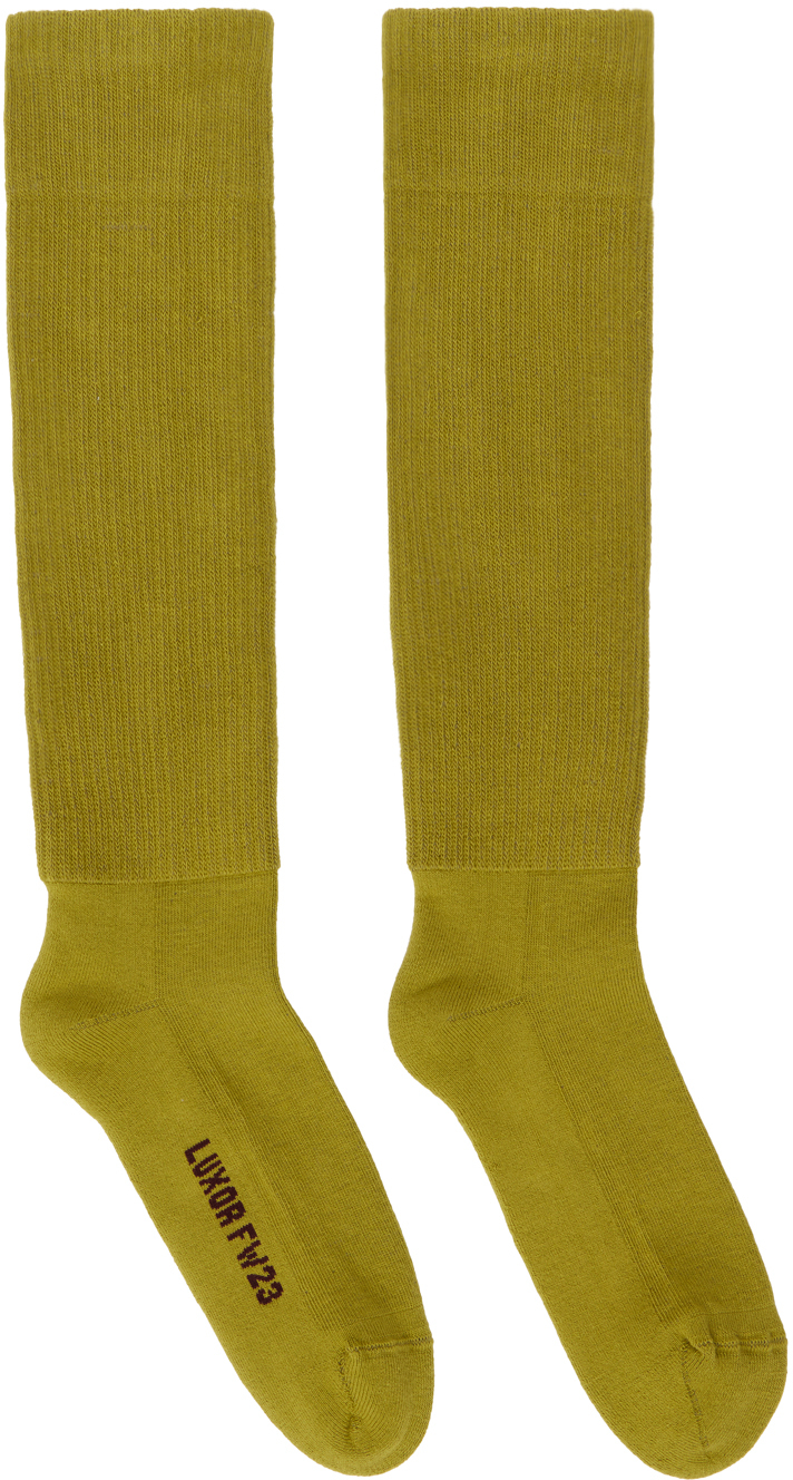 Rick Owens Yellow Knee High Socks In 3332 Acid/amethyst