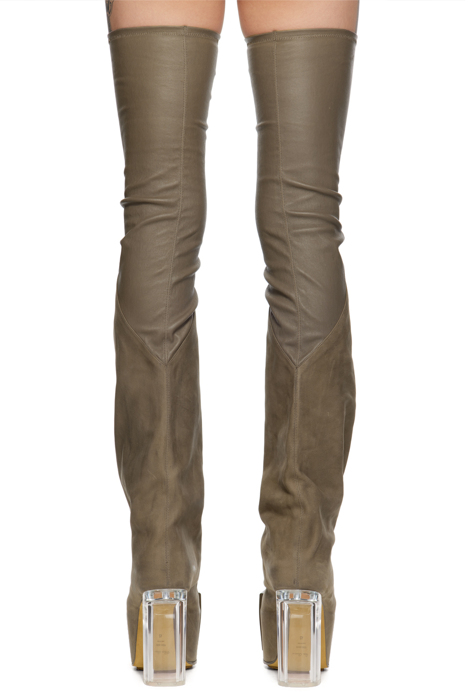 Rick Owens Gray Flared Platform Boots In 340 Dust/clear
