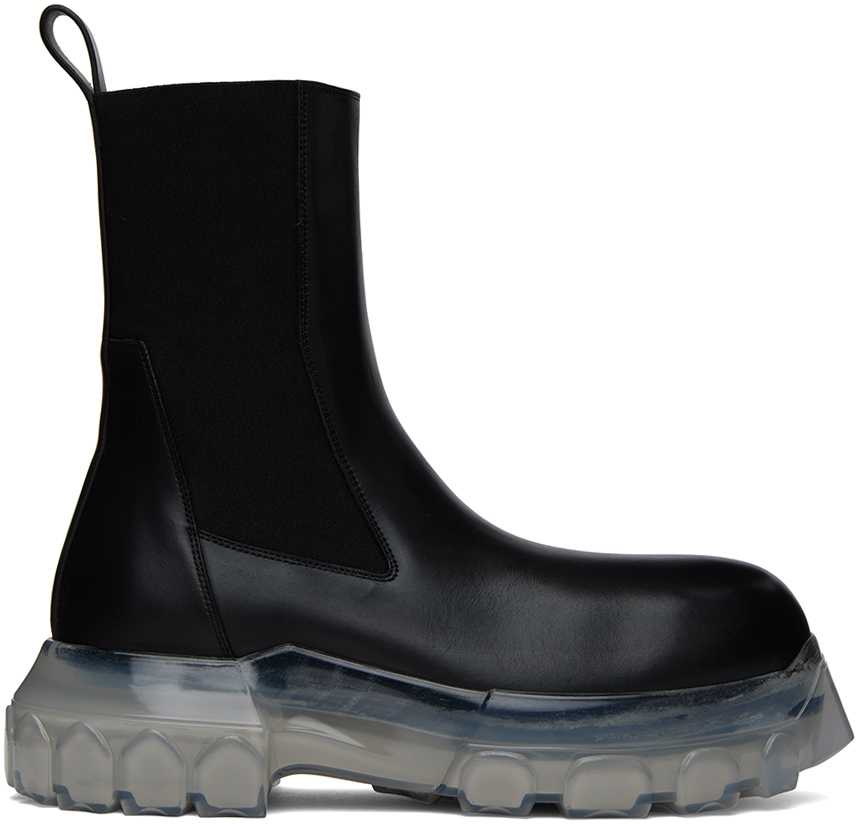 Shop Rick Owens Black Beatle Bozo Tractor Boots In 90 Black/clear