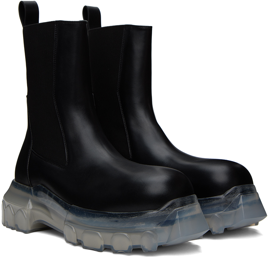 Rick Owens Black Beatle Bozo Tractor Boots | Smart Closet
