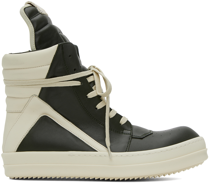 RICK OWENS GREEN GEOBASKET SNEAKERS