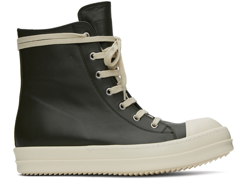 Rick Owens Green High Sneakers In 7511 Forest/milk/mil