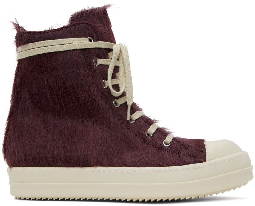 Shop Rick Owens Purple Fur Sneakers In 3311 Amethyst/milk/m