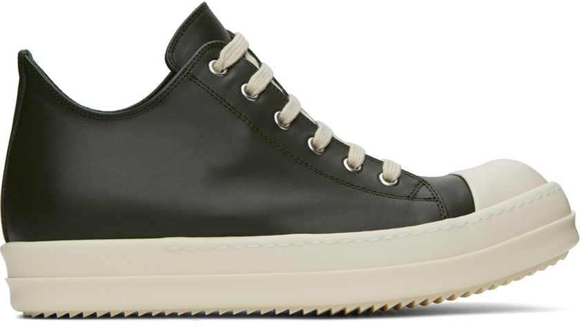 Rick Owens Green Low Sneakers In 7511 Forest/milk/mil