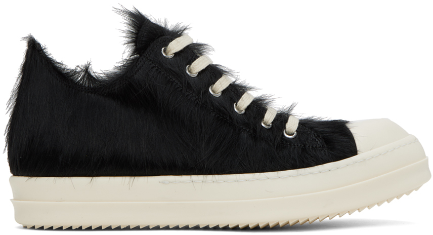 Rick Owens Strobe Hairy Low Sneakers Men In Black