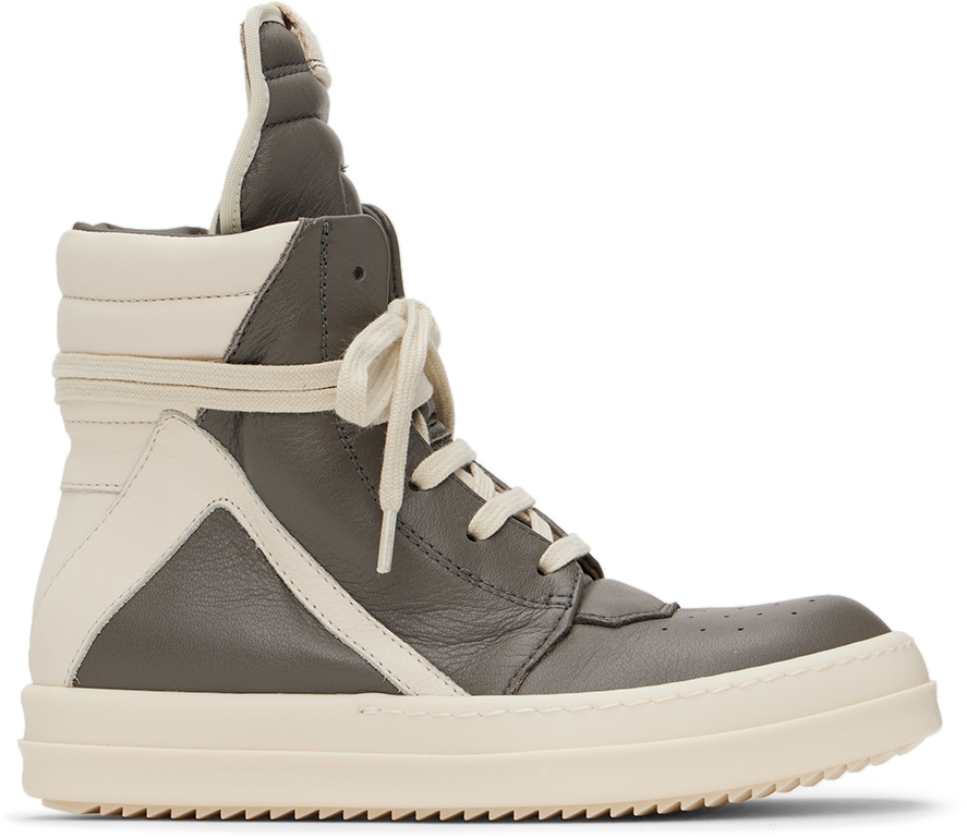 Kids Gray & Off-White Geobasket Sneakers by Rick Owens on Sale