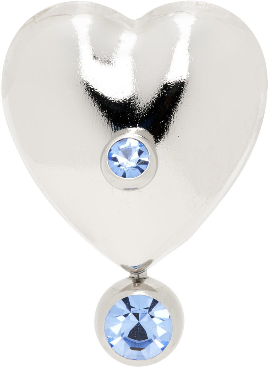 Justine Clenquet Silver Max Single Earring In Denim Blue