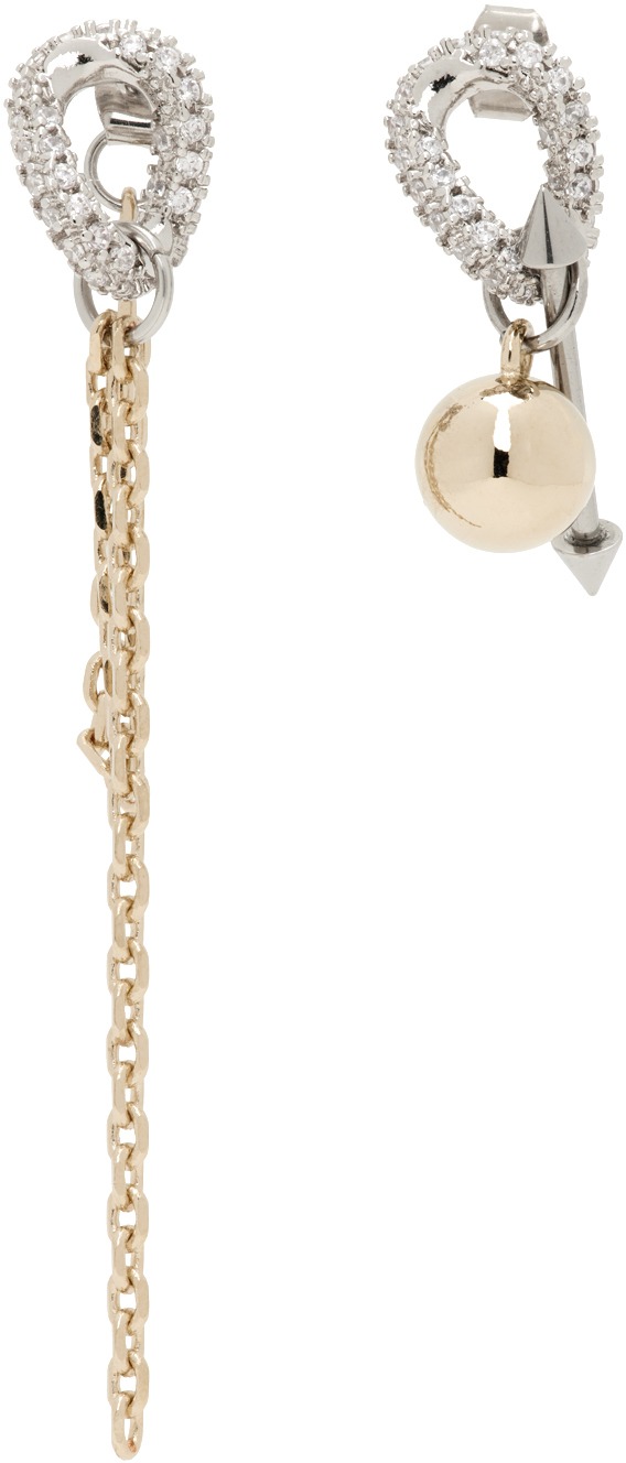 Justine Clenquet Darcy Asymmetric Drop Earrings In Pallad/gold