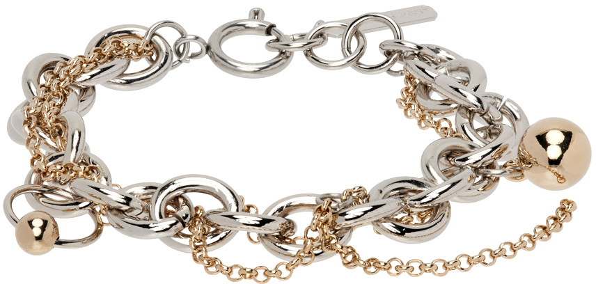 Justine Clenquet: SSENSE Exclusive Silver & Gold Lewis Bracelet | SSENSE