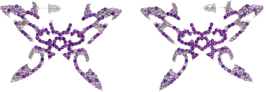 Collina Strada Purple Tattoo Butterfly Earrings