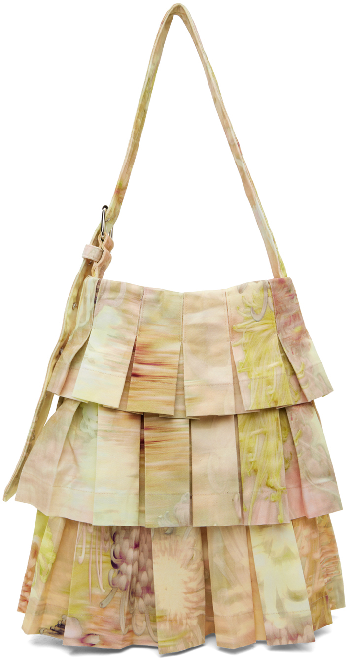 COLLINA STRADA MULTICOLOR PLEATED DENIM TOTE