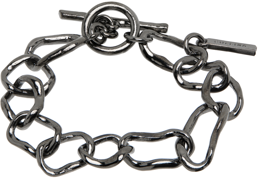Collina Strada: Gunmetal Crushed Chain Bracelet | SSENSE Canada