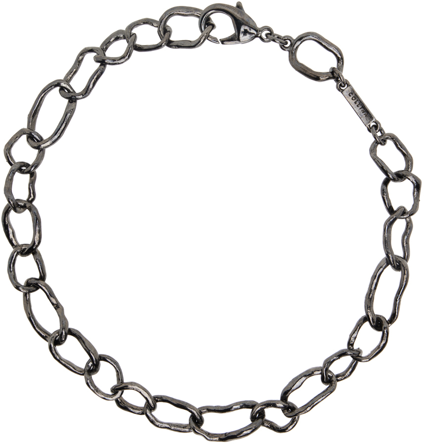 Collina Strada Gunmetal Crushed Chain Necklace In Black