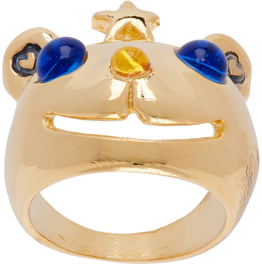 Collina Strada Gold Princess Bear Ring In Gold Blue