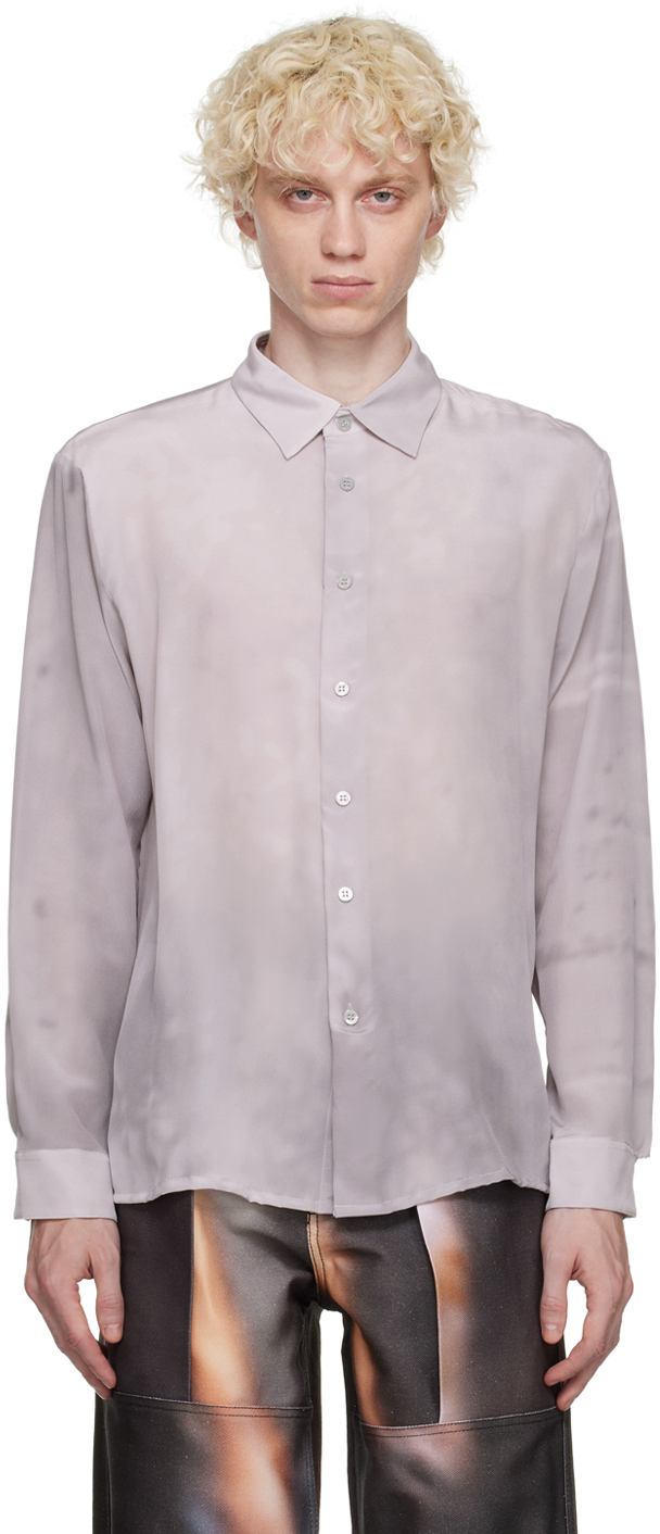 Serapis Gray Graphic Shirt In Silver Rust