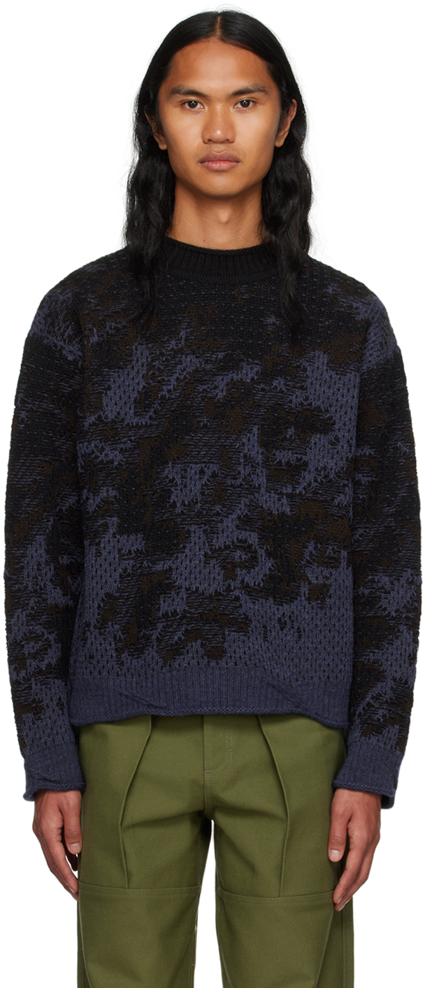Serapis Black & Purple Mock Neck Sweater In Blue Rust