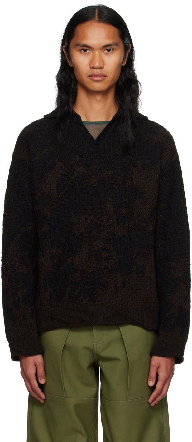 Serapis Black & Brown Sailor Sweater In Black Rust
