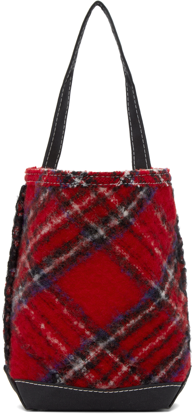 Red & Black Tartan Tote by Tao Comme Des Garçons on Sale