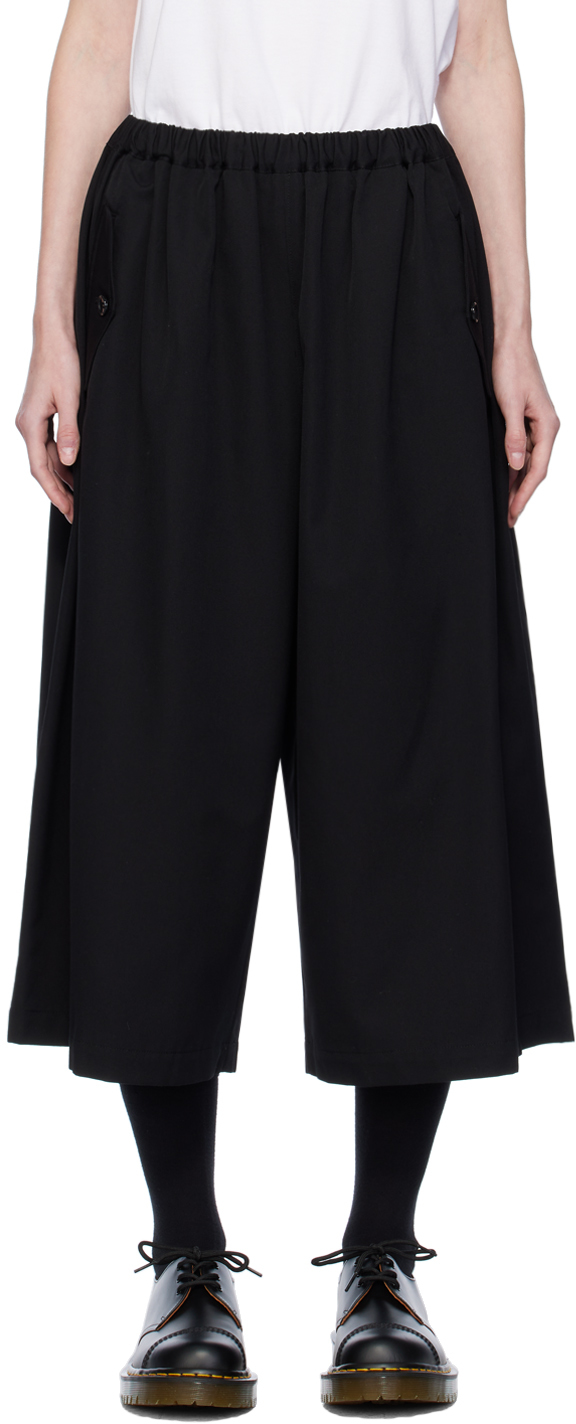 Shop Tao Comme Des Garçons Black Yarn-dyed Trousers In 1 Black