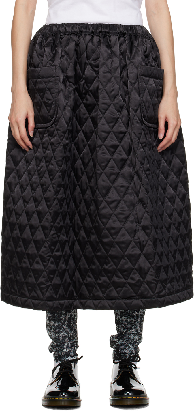 Black Quilted Midi Skirt