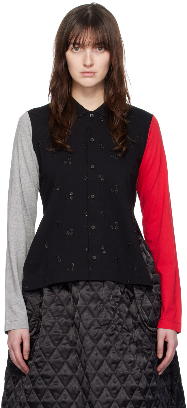 Tao Comme Des Garçons Black Colorblocked Shirt In 1 Black/gray/red