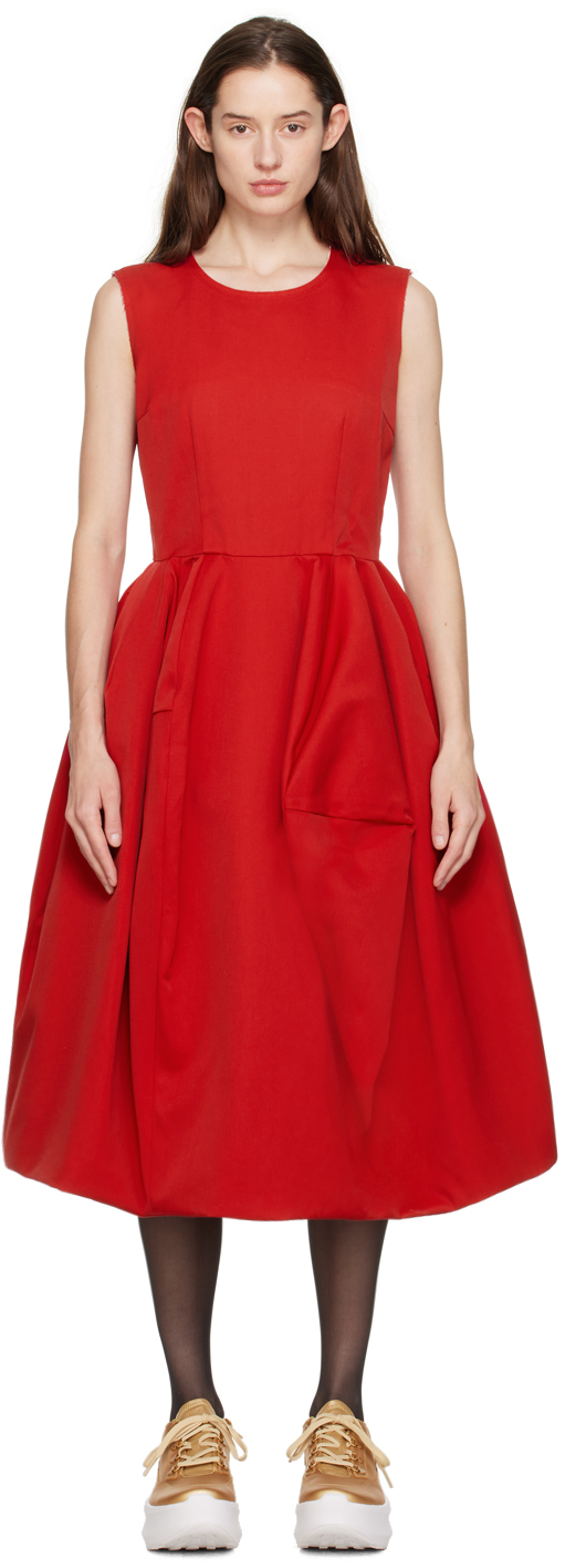 Comme Des Garçons Red Structured Midi Dress In 1 Red