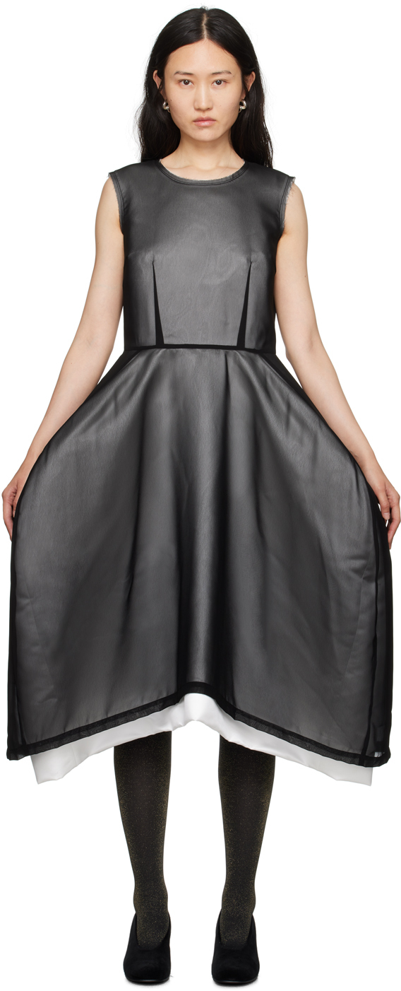 Comme Des Garçons Black Thick Midi Dress In 1 Black/white