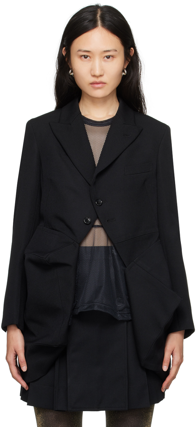 Comme des Garçons: Black Asymmetrical Blazer | SSENSE