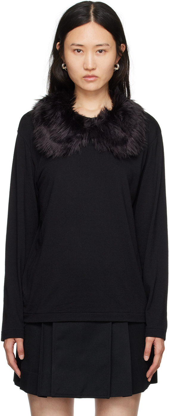 Comme Des Garçons Black Faux-fur Collar Sweater In 1 Black/black
