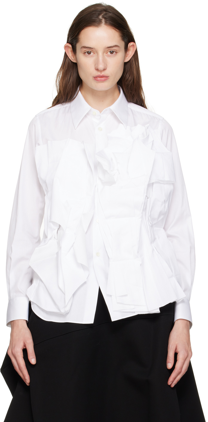 Shop Comme Des Garçons White Ruffle Shirt In 2 White