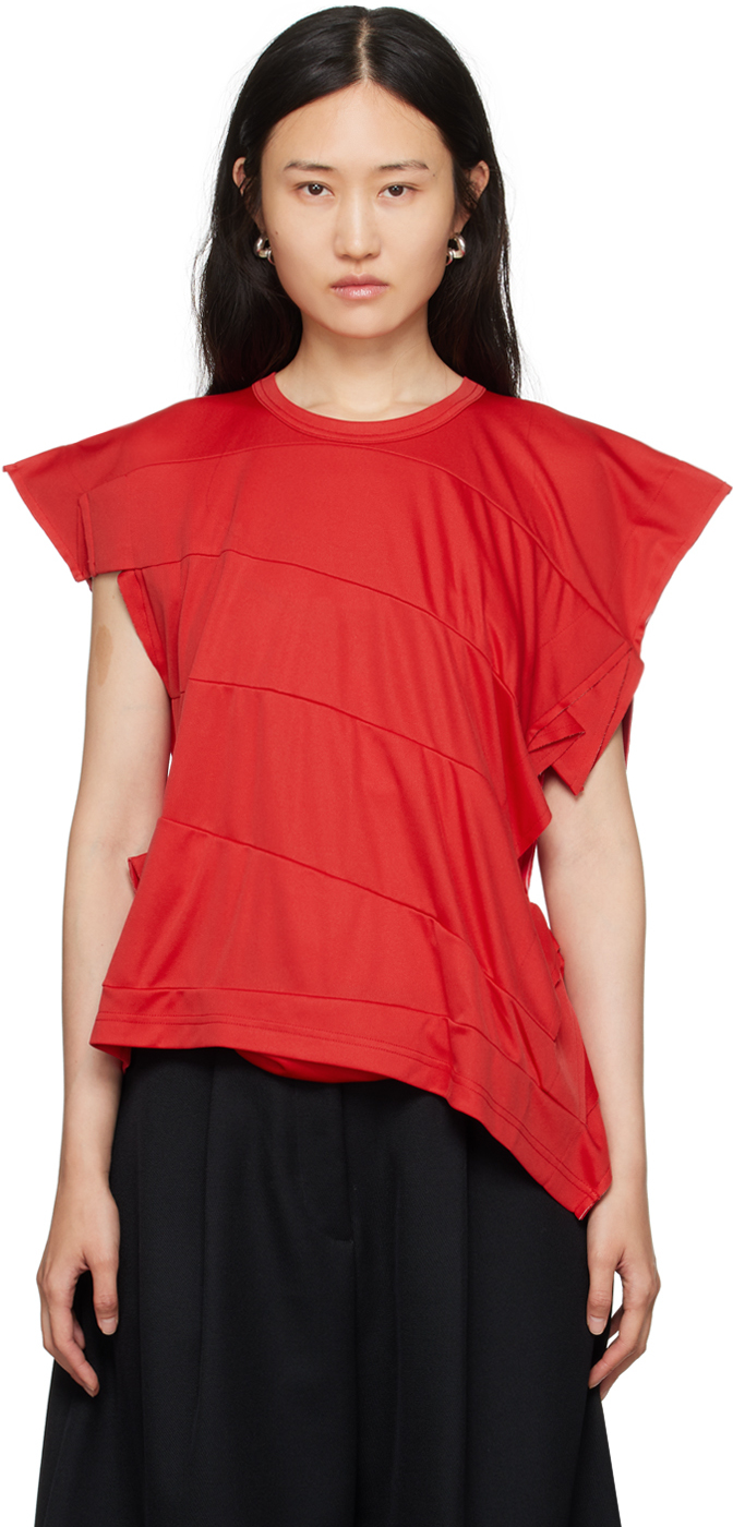 Comme Des Garçons Red Ruffle Tank Top In 1 Red
