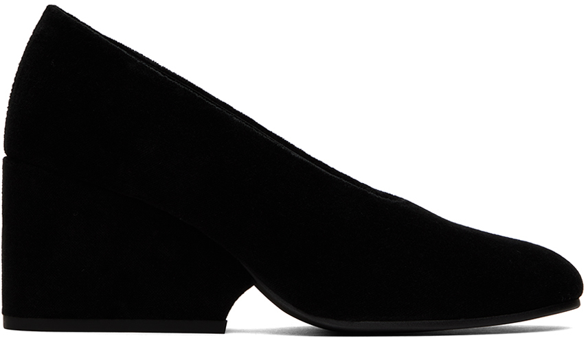 Shop Comme Des Garçons Black Velvet Wedge Heels In 1 Black
