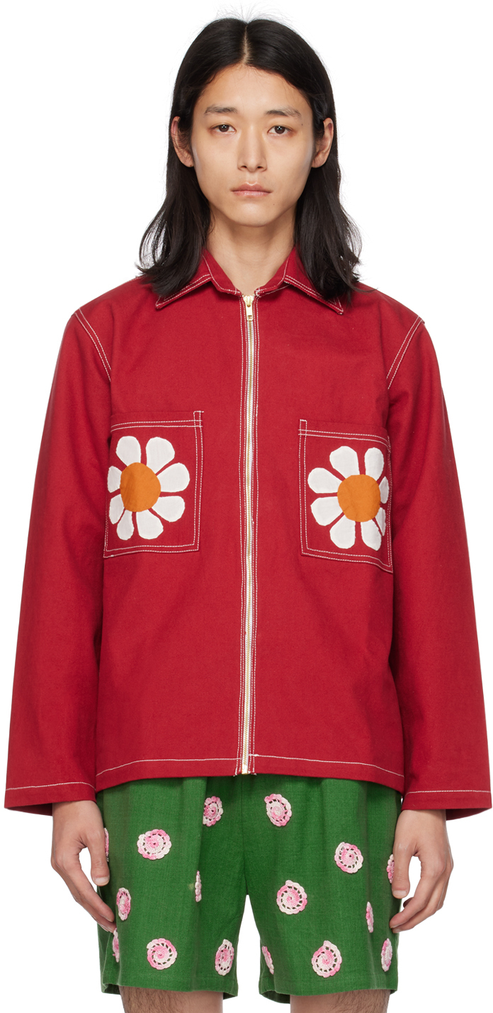 Shop Harago Red Appliqué Jacket