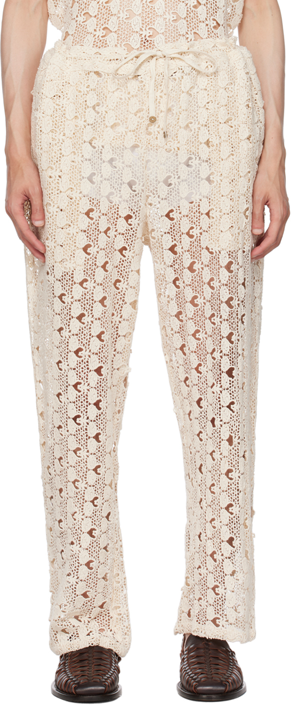 harago off white drawstring trousers