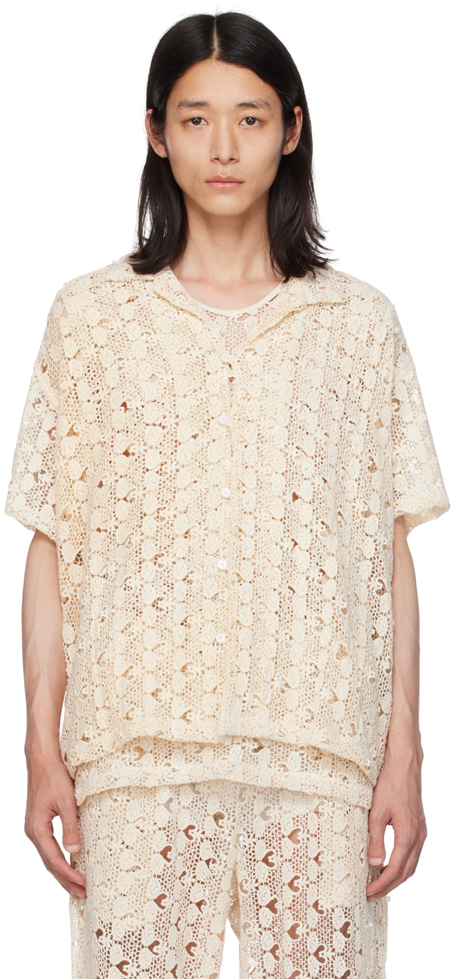 Shop Harago Off-white Buttoned Shirt