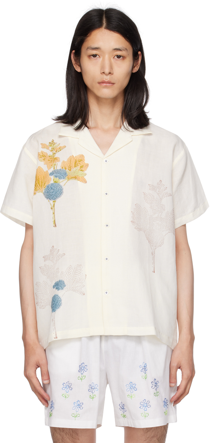 Harago White Floral Shirt