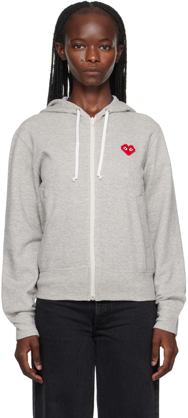 COMME des GARÇONS PLAY Gray Invader Edition Hoodie