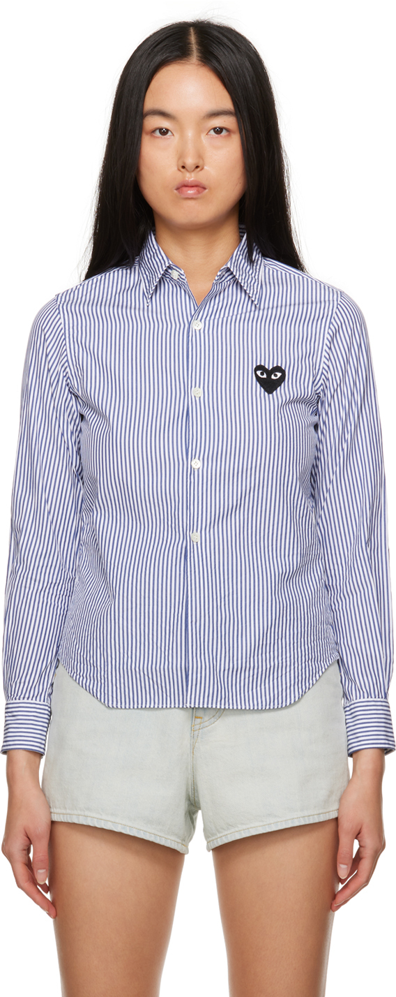 COMME des GARÇONS PLAY Blue & Black Heart Patch Shirt