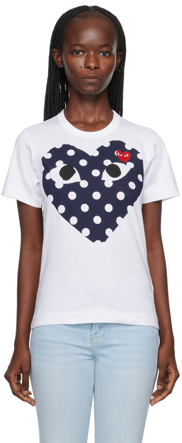 COMME des GARÇONS PLAY White Big Double Polka Dot Heart T-Shirt